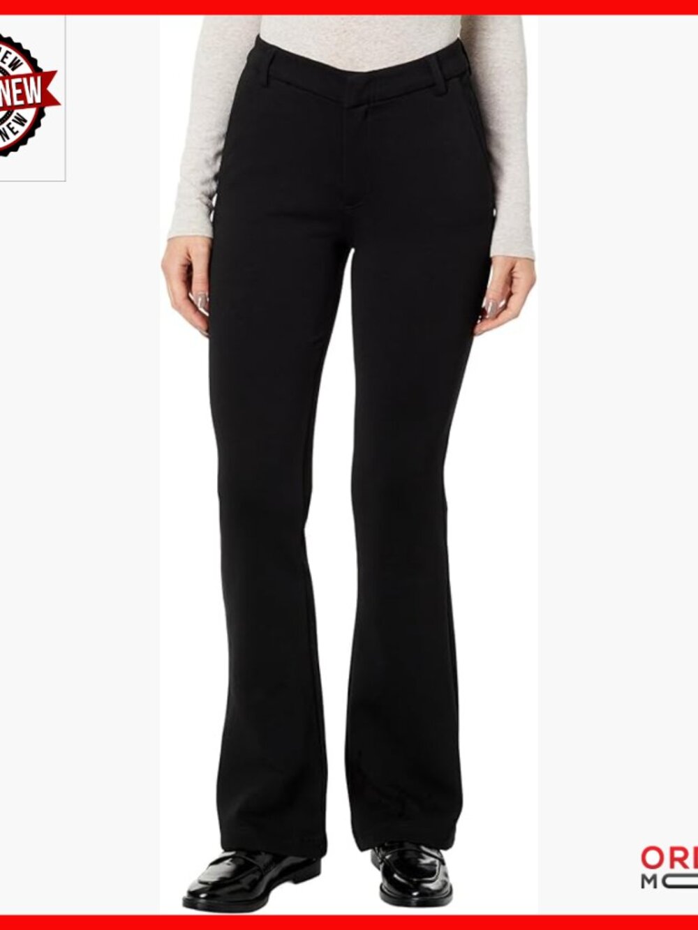 High-Rise Flare Trousers, Stretch Fabric, Work Pants, Zip Fly